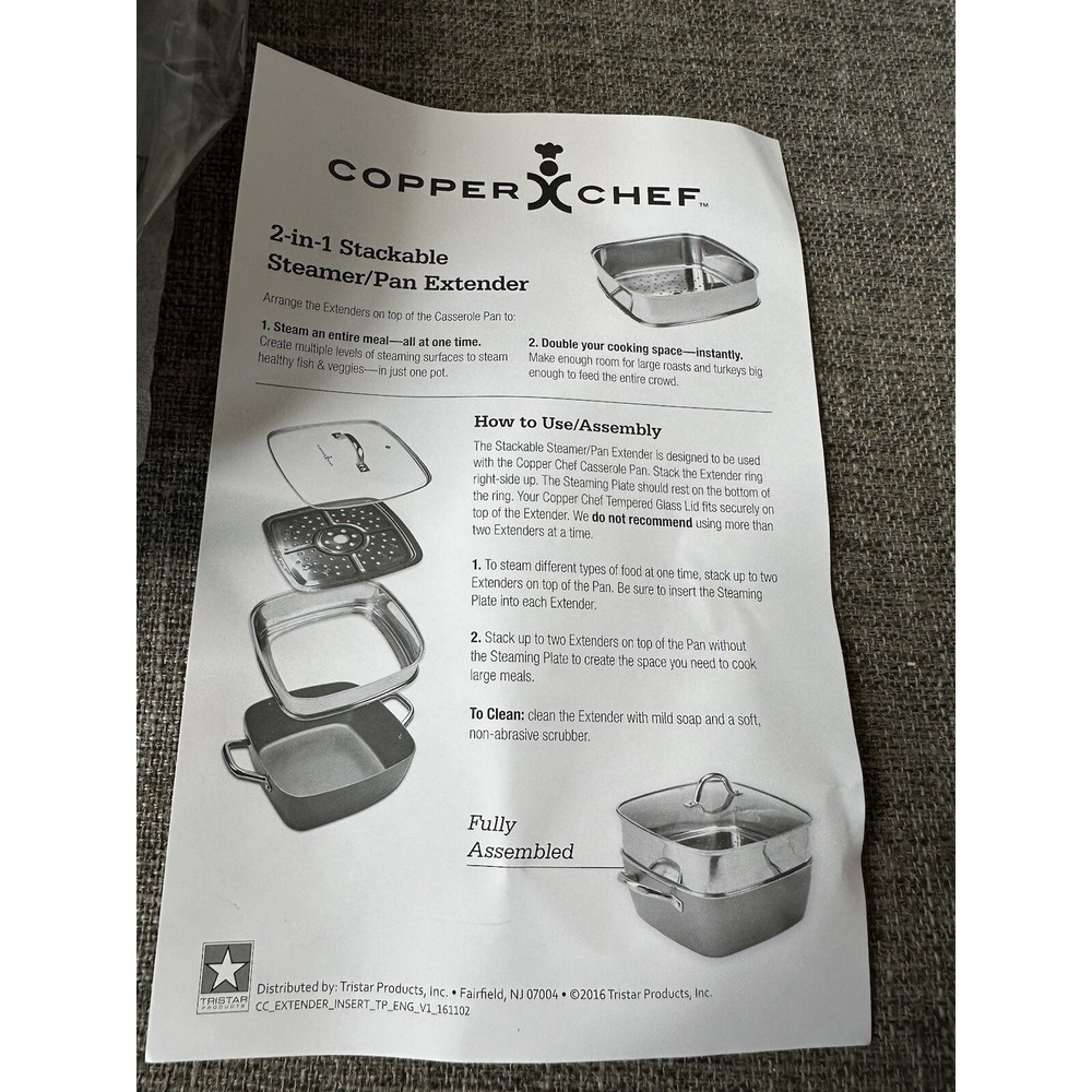 Copper Chef 2-in-1 Stackable Steamer Pan Extender for the Casserole Pan - Picture 4 of 5